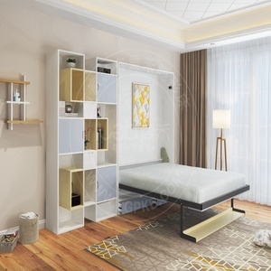 Smarters — <span class=keywords><strong>lit</strong></span> mural vertical personnalisé, avec étagère pour gagner <span class=keywords><strong>de</strong></span> l'espace, <span class=keywords><strong>lit</strong></span> en métal caché avec placard et garde-robe personnalisé - Product Image 4