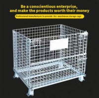Conteneur en fil d'acier pliable robuste, caisse de rangement pliable, boîte de stockage industrielle, cage de stockage galvanisée