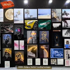 UNIART personalizado 3D UV impreso LED neón pared arte Hotel colgante <span class=keywords><strong>pintura</strong></span> al óleo decoración póster lienzo arte <span class=keywords><strong>con</strong></span> efecto de luz - Product Image 6