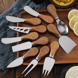 Casa riscaldamento regali personalizzati in legno e resina utensili formaggio oceano modello onda legno resina coltelli formaggio - Product Image 6