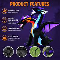 Décorations d'Halloween gonflables d'extérieur de 7 pieds, dragon à 2 têtes pour jardin, pelouse, cour, décorations effrayantes avec lumière LED intégrée