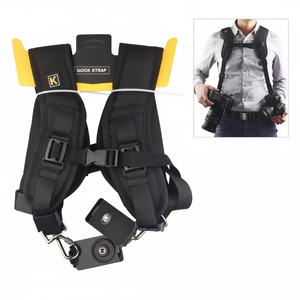 Harnais double pour appareil photo K&F Concept, 7 cm, nylon, style utilitaire professionnel, pour accessoires de photographie reflex numérique - Product Image 1