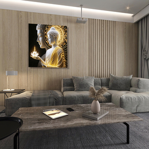 Arte Mural Religioso Moderno en Porcelana de Cristal con Diamantes, Decoración de <span class=keywords><strong>Buda</strong></span> Dorado, Cuadros Decorativos para el Hogar - Product Image 5