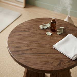 Table de maquillage d'angle en bois massif avec plateau lisse et design peu encombrant pour coin de dressing de chambre - Product Image 3