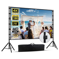 Écran de projecteur extérieur portable de 100 pouces pour bureau/école/home cinéma/film en plein air avec trépied de 200cm