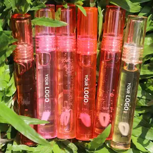 透明瓶水果定制标志唇油可爱带香味唇部辉光油私人标签