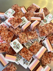 Jeu de Mahjong en Acrylique Cristal Orange Scintillant Ambre Pêche Teinté Or – Tuiles de Mahjong Américaines Premium pour Loisirs et Cadeaux - Product Image 3