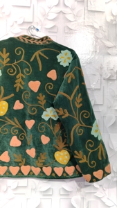 Veste universitaire personnalisée en velours tissé brodé, coton écologique respirant, design floral vintage pour femme, automne-hiver - Product Image 5