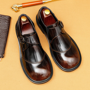 Zapatos Oxford de Cuero Casual de Negocios para Hombre, Nuevo Estilo 2025, con Cordones y Hebilla Británica, Punta Ancha, para Pies Anchos, de Calzada Fácil, Formales - Product Image 3