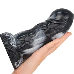 Factory Price YOCY-406 17cm Monster black dildo grueso pene anal plug erotic sex toy penes de silicone for men
