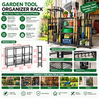 Étagère de rangement pour outils de jardin en acier robuste, autoportante, finition thermolaquée, grande capacité, rangement pour outils de jardin et de garage