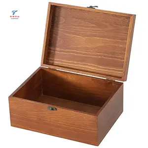 Custom Luxury Storage Chest Stash Memory Gift Packaging Wood Crafts Wooden Boxes with Lid Lock