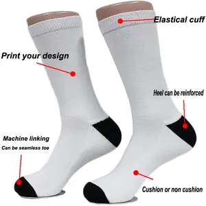 White Polyester Socks Custom Printed White Polyester Blank Socks For Printing Coolmax Sublimation Blank Socks