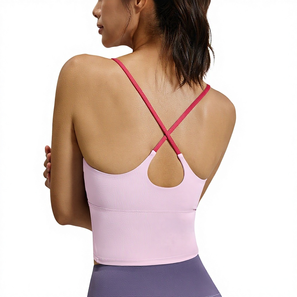 Mesh Back Cross Sports Bra Breathable Medium Support Spandex/Polyester Yoga Fitness Underwear for Women