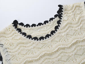 2025 nuovo <span class=keywords><strong>pizzo</strong></span> Beige bianco all'uncinetto top da donna a girocollo senza maniche top sottili Casual <span class=keywords><strong>con</strong></span> stile alla moda vuoto - Product Image 4