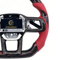 Volant en cuir en fibre de carbone LED personnalisé avec des paillettes rouges pour Ford Mustang GT 2024, accessoire intérieur de voiture