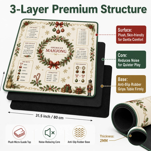 Luxury Forest Green Holiday Wreath Mahjong Table Mat Noise Reduction Neoprene Game Play Mat with Travel Bag for Christmas Gifts - Product Image 6