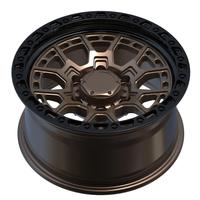 Jantes en alliage tout-terrain Kipardo 16 pouces 6x139.7 Bronze mat avec bord noir, jantes robustes pour SUV, camionnette, roue en aluminium 16x8.0J