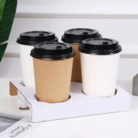 Tee Kaffee Saft Kraftpapier Recycelbare Wellpappe-Träger für Heiß- und Kaltgetränke Pappbecher-Halter