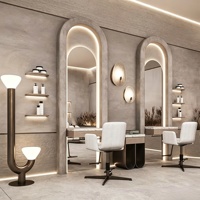 Station de travail pour salon de coiffure, mobilier de salon de beauté, design d'intérieur personnalisé pour salon de coiffure, personnalisation complète de la pièce, décoration de magasin