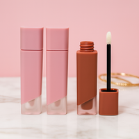 Tube de gloss à lèvres mat, contenant cosmétique en plastique pour rouge à lèvres, 5 ml, bouchon à vis, logo personnalisé, rose, brun, vente en gros