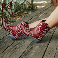 Bottines à plateforme à fermeture éclair pour femme, style western, en cuir PU, bout pointu, collection automne-hiver 2025
