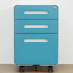 彩色办公设备A4文件可移动基座柜3抽屉移动柜带锁可移动柜