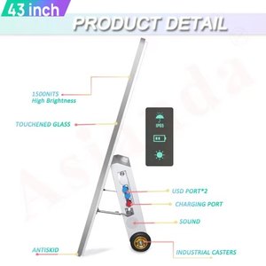 Ip65 Không Thấm Nước 43Inch Ngoài Trời Di Động Di Động Máy Nghe Nhạc Quảng Cáo Với Pin Powered Tầng Đứng Ngoài Trời LCD Màn Hình Kỹ Thuật Số - Product Image 4