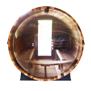 Sauna panoramique à vapeur imperméable HELIUS, chauffé au bois ou électrique : sauna en cèdre et en hemlock pour l'extérieur, à vendre - Product Image 6
