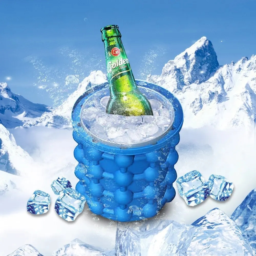 Offre Spéciale en gros Portable bleu fabricant de glaçons seau à Champagne moule à glace seau moule seau à glace congelé
