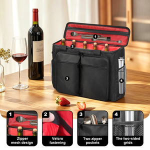 <b>Bar</b> <b>Tools</b> Set Cocktail Kit Portable Fabric Storage Bag With Bottle Holders And Utensil Pockets For Outdoor Use - Product Image 5