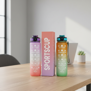 <span class=keywords><strong>Bouteille</strong></span> d'eau en plastique Tritan <span class=keywords><strong>1L</strong></span> (32 oz) à large ouverture, sans BPA, anti-fuite, avec dégradé de couleurs motivant, idéale pour la gym et le sport – Nouveauté ! - Product Image 6