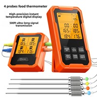 Termometer Makanan Nirkabel Bluetooth 4 Probe Termometer Panggangan Daging BBQ Pintar Tahan Air Baja Tahan Karat Timer Memasak Dapur