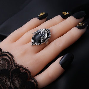 Nouvelle <span class=keywords><strong>bague</strong></span> gothique chauve-souris noire d'Halloween, <span class=keywords><strong>bague</strong></span> réglable avec <span class=keywords><strong>camée</strong></span> de chauve-souris, bijoux de fête pour femmes et hommes, cadeaux de festival - Product Image 3