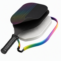 Raquette de pickleball Lingjun 1st Tone T700 en fibre de carbone brute, 16 mm, bord arc-en-ciel, norme USAPA, raquette professionnelle, logo personnalisé OEM