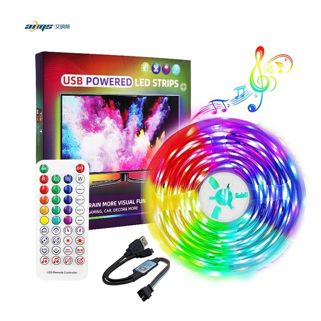 Dream Color 5V Flexible LED Strip Light TV Backlight Addressable PC Strip Light Ws2812B APP Remote Control RGBIC Led Strip Light