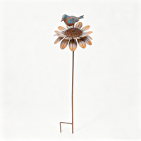 Ornement d'art floral en forme de tournesol et d'oiseau OEM ODM pour la décoration extérieure de jardin, patio, cour et parterre de fleurs
