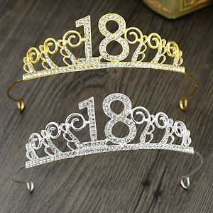 <span class=keywords><strong>Couronne</strong></span> <span class=keywords><strong>de</strong></span> 18 ans en cristal doré Miss World pour filles, cadeaux <span class=keywords><strong>de</strong></span> mariage en gros - Product Image 3