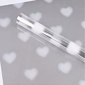 Papier d'emballage pour fleurs en cellophane OPP transparent coréen, motif cœur, imperméable, vente chaude en usine - Product Image 5