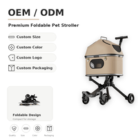 Poussette pour animaux de compagnie pliable, design de voyage avec roues pivotantes à 360°, maille respirante et cabine amovible, vente en gros OEM