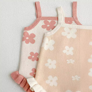 Nieuwe Zomer Stijl Baby Rompertjes Meisje Katoenen Baby Kleding Gebreide Trui Stof Kruipen Pak Bloemen Lieve Baby Jumpsuit - Product Image 3