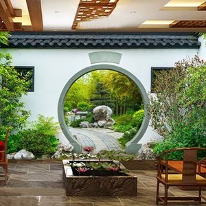 Papier peint de bâtiment antique Jardin Avant-toit Cour Arche Clôture Salon de thé Hot <span class=keywords><strong>Pot</strong></span> Restaurant Papier peint - Product Image 2