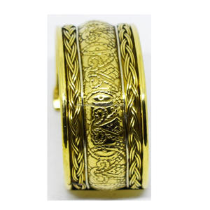 Vintage 1990 Chicago Victorian Muslim Chunky Gold Bangle Oval Themed <b>copper</b> cuff <b>bracelet</b> gift Gold Jewelry Gift for Sister - Product Image 5