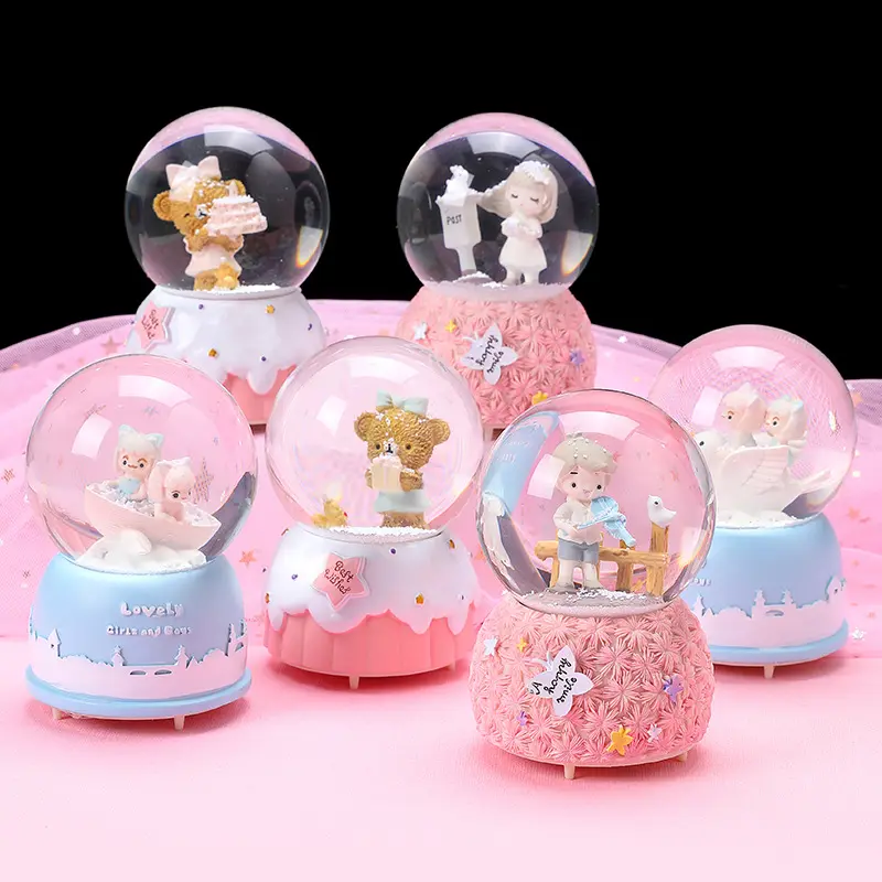 Girl's Gift Glowing Dream Crystal Ball Snowflake Decoration Cute Music Box Best Friend Water Ball Birthday Gift