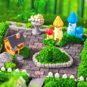 Figurines miniatures en résine de pierre mousseuse, mini-échelle en briques, ornements de maison en herbe pour décorations de paysage, accessoires de bricolage - Product Image 1