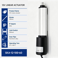 Mini actionneur linéaire électrique DC12V, course de 100 mm, tige télescopique en alliage d'aluminium, indice de protection IP54, capacité de charge de 60N, bateau