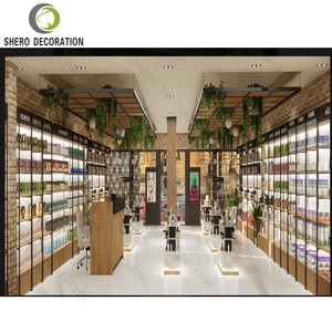 Modern Cosmetic Shops Interior Design Custom Wood Skincare <b>Makeup</b> Counter Display Cosmetic Showcase For Shop Decoration Ideas - Product Image 4