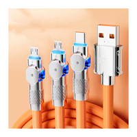 Câble de charge rapide Silicone liquide Micro USB Type C chargeur câble de données coude pivotant métal alliage de Zinc 120W pour Iphone Android 10