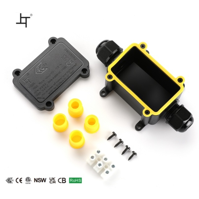 Solar Panel Junction Box 1 in 2 Out 2 Way Junction Boxes Product IP68 Waterproof Plastic Electric Junction Box