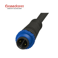 Conector Eléctrico Impermeable IP67 de 2 Pines, 10A, 300V, Macho, Redondo, para Iluminación LED de Calles